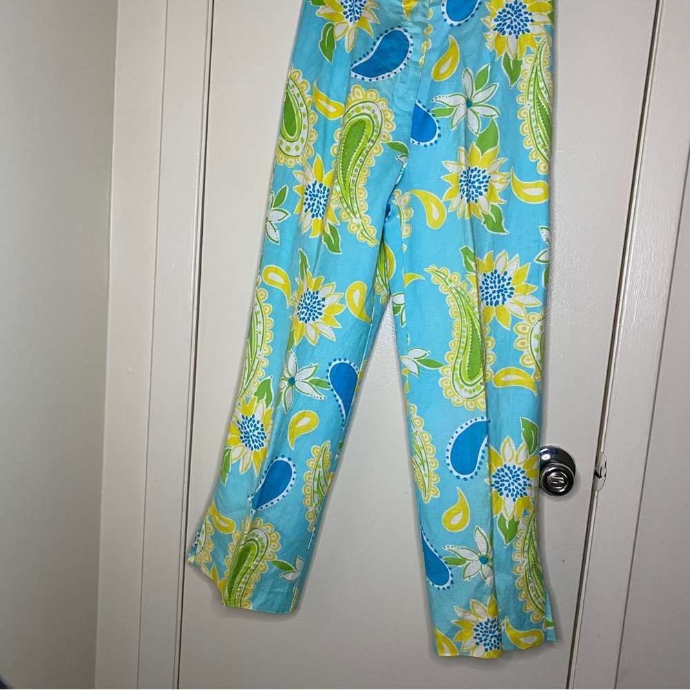 AMELIA AUSTIN Bright Blue Paisley Pants